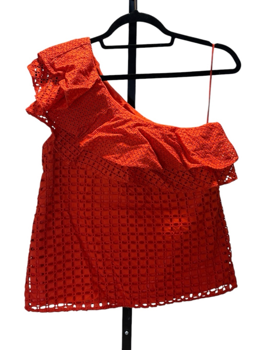 J. Crew One-Shoulder Eyelet Top in Red/Orange